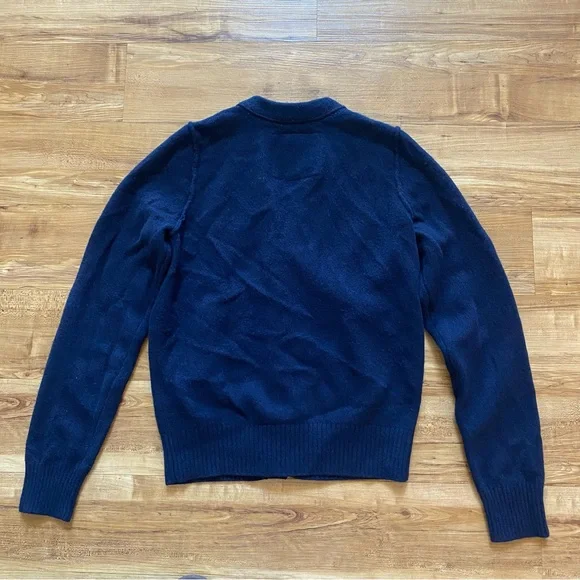 A&F Women’s M Navy Blue Grandpa Cardigan Knit Sweater Wool Cashmere Warm Winter - Picture 11 of 16